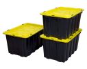 15.8 Gal. Heavy-Duty Plastic Storage Bins, Black and Yellow, 3 Count