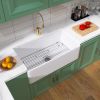 36 Inch Fireclay Farmhouse Kitchen Sink White Single Bowl Apron Front Kitchen Sink; Bottom Grid and Kitchen Sink Drain Included