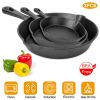 3Pcs Pre-Seasoned Cast Iron Skillet Set 6/8/10in Non-Stick Oven Safe Cookware Heat-Resistant Frying Pan