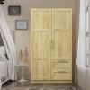 High wardrobe and kitchen cabinet with 2 doors; 2 drawers and 5 storage spaces; Oak