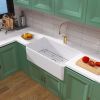 36 Inch Fireclay Farmhouse Kitchen Sink White Single Bowl Apron Front Kitchen Sink; Bottom Grid and Kitchen Sink Drain Included