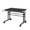 Techni Mobili Rolling Writing Desk with Height Adjustable Desktop and Moveable Shelf; Black