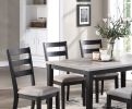 Natural Simple Wooden Table Top 7pc Dining Set Dining Room Furniture Ladder back Side Chairs Cushion Seat