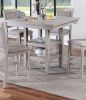 Dining Room Furniture Counter Height 5pc Set Square Table w Shelves Cushion Chairs Modern Contemporary Style