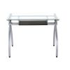 Techni Mobili Contempo Clear Glass Top Computer Desk with Pull Out Keyboard Panel; Clear