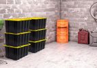 15.8 Gal. Heavy-Duty Plastic Storage Bins, Black and Yellow, 3 Count