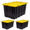 15.8 Gal. Heavy-Duty Plastic Storage Bins, Black and Yellow, 3 Count