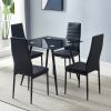 4pcs Elegant Assembled Stripping Texture High Backrest Dining Chairs Black