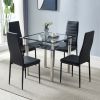 4pcs Elegant Assembled Stripping Texture High Backrest Dining Chairs Black