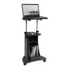 Techni Mobili Sit-to-Stand Rolling Adjustable Height Laptop Cart With Storage; Graphite