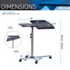 Techni Mobili Rolling Adjustable Laptop Cart; Graphite