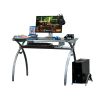 Techni Mobili Contempo Clear Glass Top Computer Desk with Pull Out Keyboard Panel; Clear