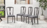 TOPMAX Rustic Wood Padded Dining Chairs for 4; Grey