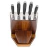 6-Piece Stainless Steel Knife Block Set with Swivel Knife Block and Tablet Holder