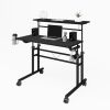 Techni Mobili Rolling Writing Desk with Height Adjustable Desktop and Moveable Shelf; Black