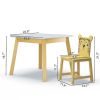 5 Piece Kiddy Table and Chair Set ; Kids Wood Table with 4 Chairs Set Cartoon Animals (bigger table)(3-8 years old)