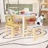 5 Piece Kiddy Table and Chair Set ; Kids Wood Table with 4 Chairs Set Cartoon Animals (bigger table)(3-8 years old)