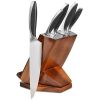 6-Piece Stainless Steel Knife Block Set with Swivel Knife Block and Tablet Holder