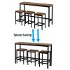 TOPMAX Counter Height Extra Long Dining Table Set with 3 Stools Pub Kitchen Set Side Table with Footrest; Brown