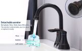 2-Handle 4-Inch Oil Rubbed Bronze Bathroom Faucet, Bathroom Vanity Sink Faucets with Pop-up Drain and Supply Hoses