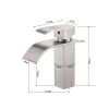 Single lever waterfall bathroom sink faucet