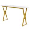 TOPMAX Modern 4-Piece Counter Height Extra Long Console Bar Dining Table Set with 3 Padded Stools for Small Places; Gold