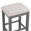 TREXM Multipurpose Home Kitchen Dining Bar Table Set with 3 Upholstered Stools(Gray)