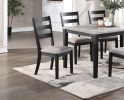 Natural Simple Wooden Table Top 7pc Dining Set Dining Room Furniture Ladder back Side Chairs Cushion Seat