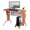 Techni Mobili Modern Computer Desk With Mobile CPU Caddy; Dark Honey