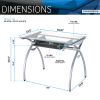 Techni Mobili Contempo Clear Glass Top Computer Desk with Pull Out Keyboard Panel; Clear