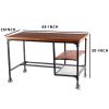 Industrial Style Wood and Metal Desk with Two Bottom Shelves; Brown and Black