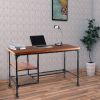 Industrial Style Wood and Metal Desk with Two Bottom Shelves; Brown and Black