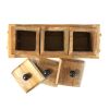 WILLART Handcrafted Teak Wood Antique Look Tea Coffee Sugar 3 Container Set in Wooden Tray â€“ Container with Lids (Dimension : 10.50 x 4 x 5 Inch)