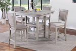 Dining Room Furniture Counter Height 5pc Set Square Table w Shelves Cushion Chairs Modern Contemporary Style