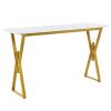 TOPMAX Modern 4-Piece Counter Height Extra Long Console Bar Dining Table Set with 3 Padded Stools for Small Places; Gold