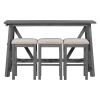 TREXM Multipurpose Home Kitchen Dining Bar Table Set with 3 Upholstered Stools(Gray)