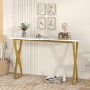 TOPMAX Modern 4-Piece Counter Height Extra Long Console Bar Dining Table Set with 3 Padded Stools for Small Places; Gold