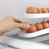 Egg Holder For Refrigerator: Automatically Rolling Egg Storage Container, 2 Tier Rolling Egg Dispenser, Space Saving Egg Tray For Refrigerator