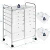 12 Drawer Rolling Storage Cart Organizer with Lockable Wheels, White