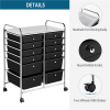 12 Drawer Rolling Storage Cart Organizer with Lockable Wheels, White